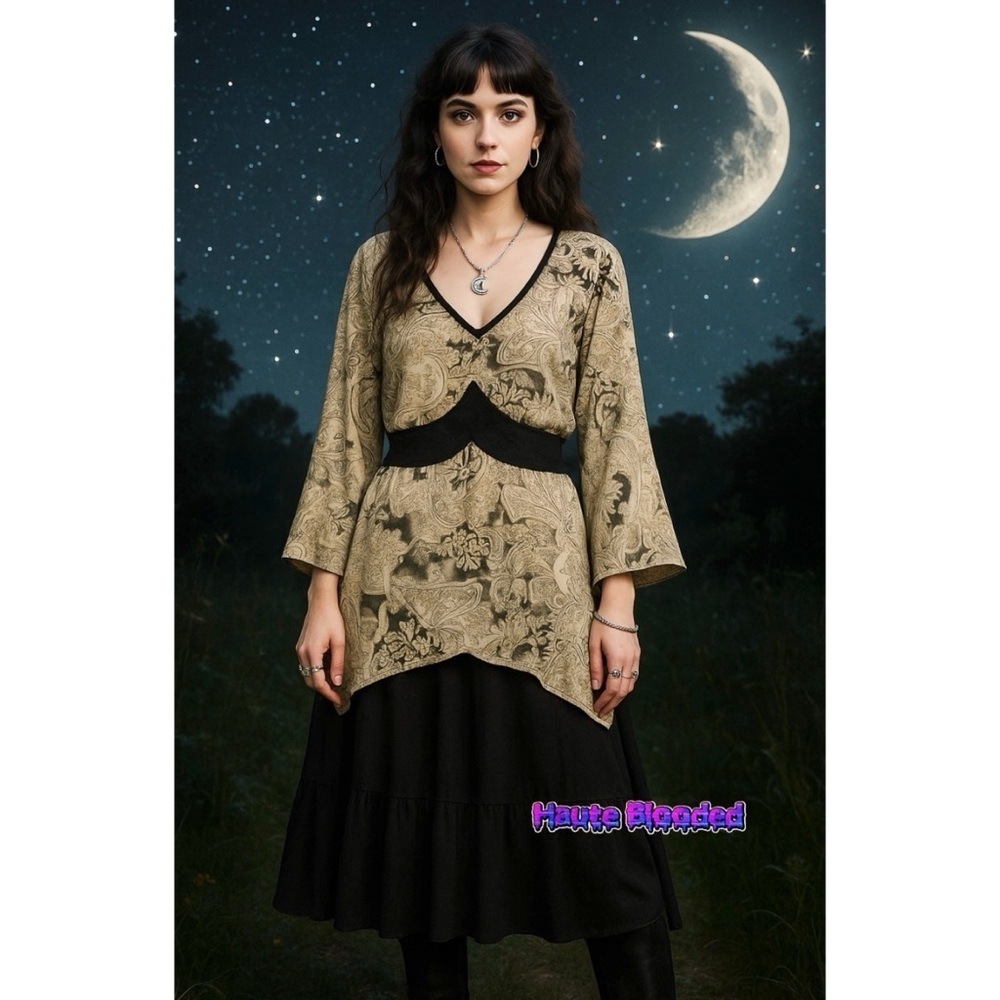 MKM Designs Blouse Vintage 90's Fairy Grunge Whimsygoth Glitter Kimono Plus y2k
